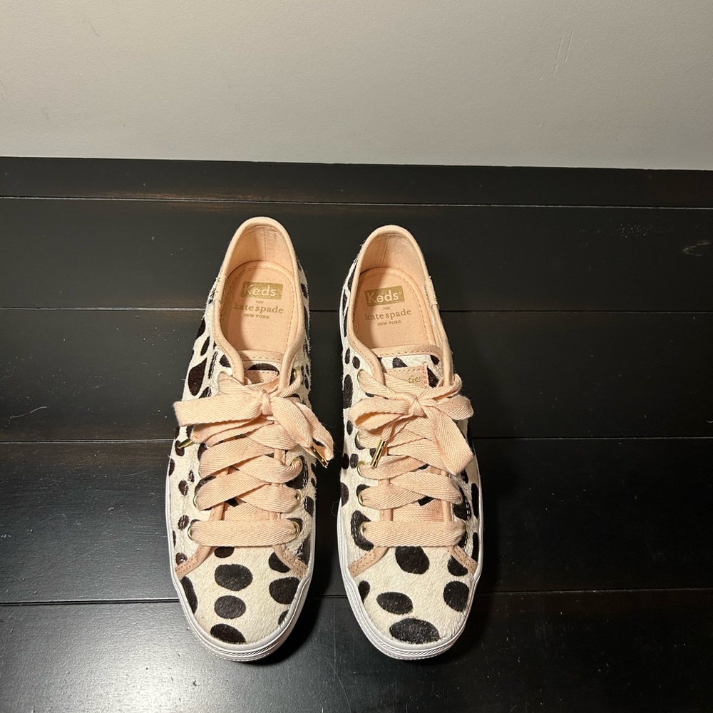 Keds Cream and Black Animal Print Sneakers